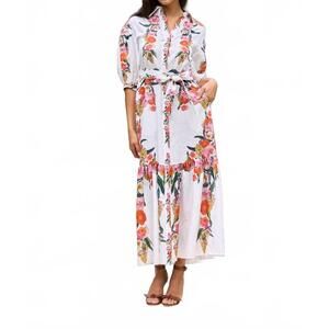 NEW BORGO DE NOR bianca linen dress in summer blooms